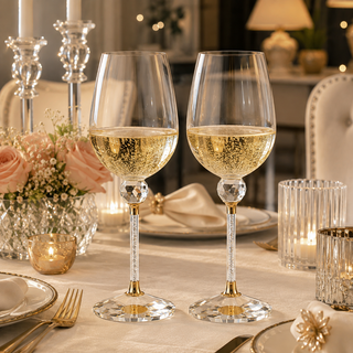 Crystal Ball Diamond Filled Wine Glasses Premium Barware Gift