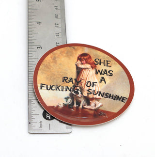 Ray of F'ing Sunshine sticker, 3 x 3 sticker