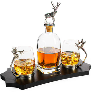 Whiskey Stag Decanter Set Premium Barware Gift Elegant Drinkware Collection
