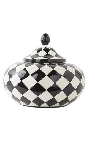 8.5 Inch Black & White Ceramic Harlequin