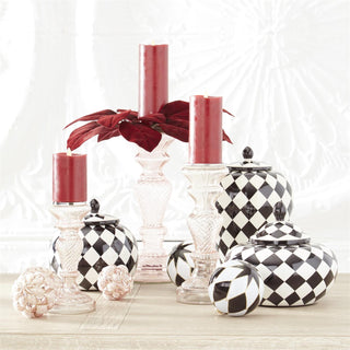 9 Inch Black & White Ceramic Harlequin