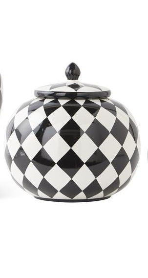 9 Inch Black & White Ceramic Harlequin