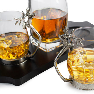 Whiskey Stag Decanter Set Premium Barware Gift Elegant Drinkware Collection