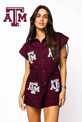 Queen of Sparkles Licensed  Texas A&M  Mascot Pocket Romper
