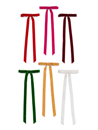Velvet Rainbow Bow Clip Set