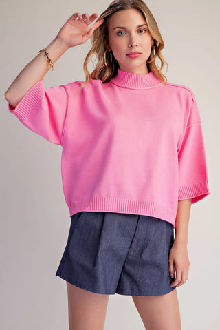 Rosé Mock Neck Sweater