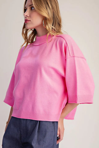 Rosé Mock Neck Sweater