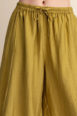 Lace-Kissed Olive Balloon Pants