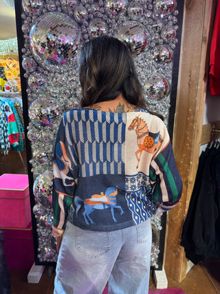 Yolly Italy Equestrian Heritage Printed Sweater