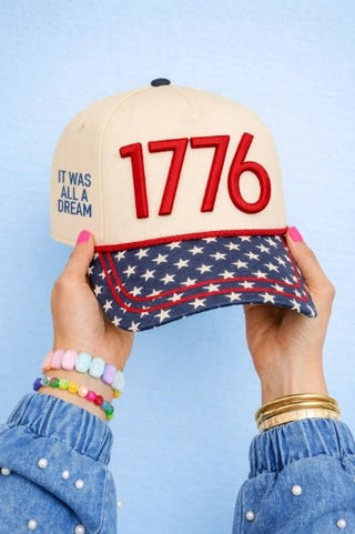 "1776" On Tan Cap with Patch Work - Boutique Bella BellaHat