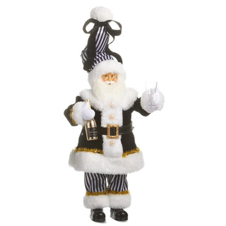 18" Black and White Champagne Santa - Boutique Bella BellaSanta Figurine