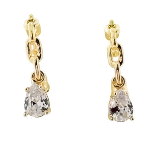 18K Gold Plated Chain Hoop Earring with Clear Crystal Charms - Boutique Bella BellaEarrings