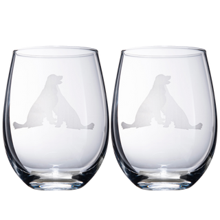 Golden Retriever Stemless Wine Glasses Set Of 2 By Dog Lover Glass Gifts For Mom Dad