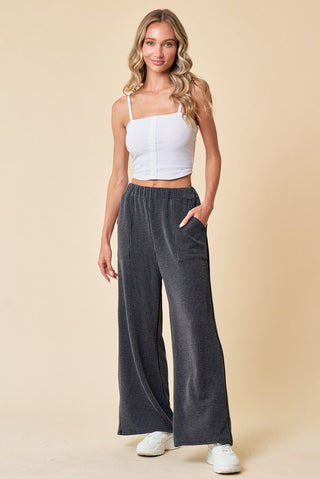 Just My Style Ribbed Pants-BLK
