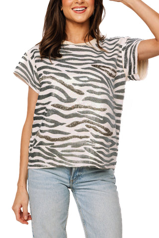 QOS Sequin Zebra Tee