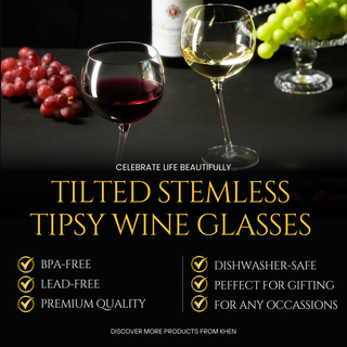 Tipsy Wine Glasses Set Of 2 15 5OZ Unique Tilted Stemless Wine Glasses For Red Or White Wine Funny N