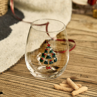 Stemless Christmas Tree Wine Glasses Set Of 2 Christmas Cheer For Holiday Gift And Winter Season 18