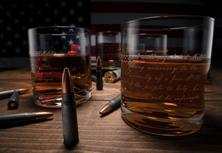 2nd Amendment American Flag Bullet Glasses Premium Barware Gift
