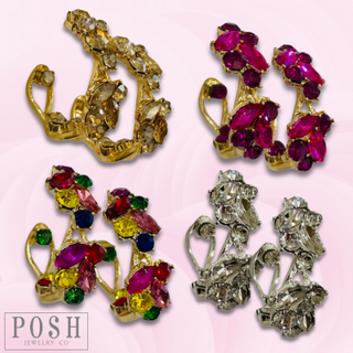 Rhinestone flower hoop earring - LC