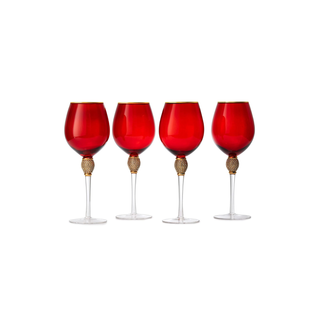 Set Of 4 Red Diamond Stemmed Wine Glasses Gold 14 Oz By Gold Rim Wine Glasses Red Co