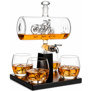Motorcycle Decanter Whiskey Wine Decanter Set 1100ML By With 4 Whiskey Glasses Motor