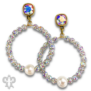 Pave rhinestone bead earring with a crystal from Swarovski®