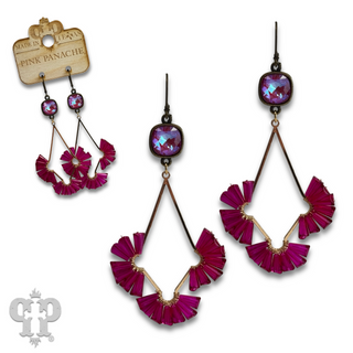 Teardrop earring with fluted beads and Austrian crystal - LC