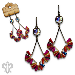Teardrop earring with fluted beads and Austrian crystal - LC