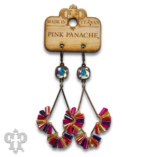 Teardrop earring with fluted beads and Austrian crystal - LC