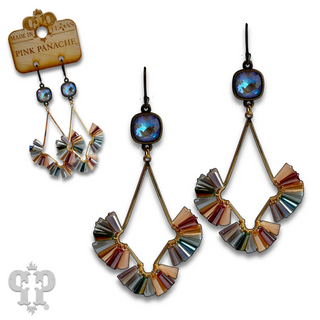 Teardrop earring with fluted beads and Austrian crystal - LC