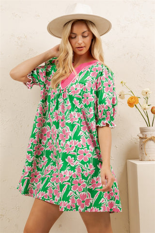 Palm Bloom Babydoll Dress