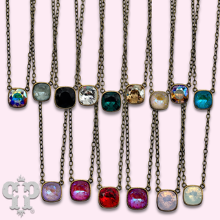 Square crystal from Swarovski® chain necklace, 12mm