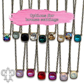 Square crystal from Swarovski® chain necklace, 12mm