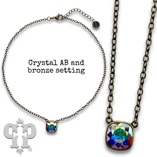 Square crystal from Swarovski® chain necklace, 12mm
