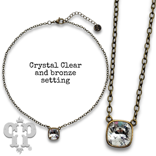 Square crystal from Swarovski® chain necklace, 12mm