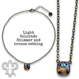 Square crystal from Swarovski® chain necklace, 12mm