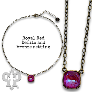 Square crystal from Swarovski® chain necklace, 12mm