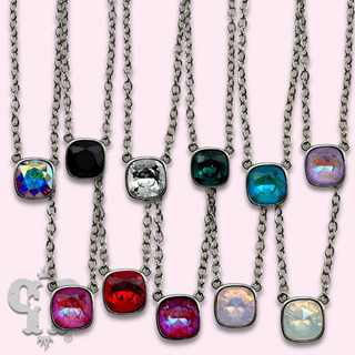 Square crystal from Swarovski® chain necklace, 12mm