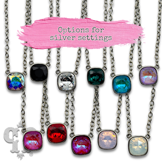 Square crystal from Swarovski® chain necklace, 12mm
