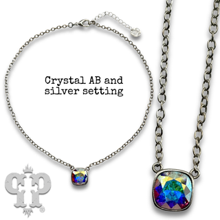 Square crystal from Swarovski® chain necklace, 12mm
