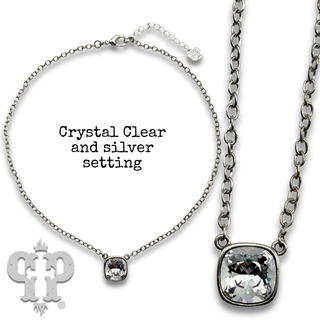 Square crystal from Swarovski® chain necklace, 12mm