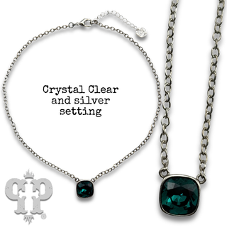 Square crystal from Swarovski® chain necklace, 12mm