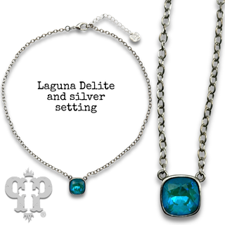 Square crystal from Swarovski® chain necklace, 12mm