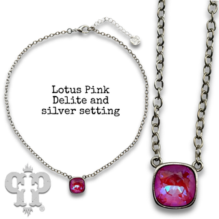 Square crystal from Swarovski® chain necklace, 12mm