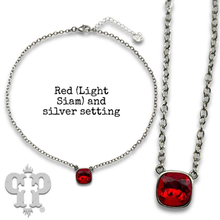 Square crystal from Swarovski® chain necklace, 12mm