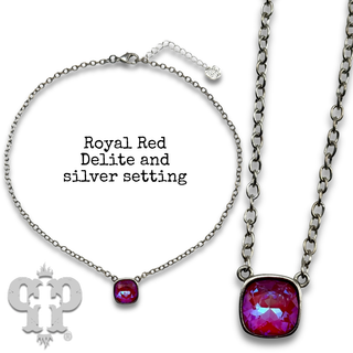 Square crystal from Swarovski® chain necklace, 12mm