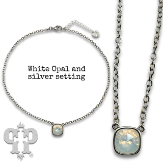 Square crystal from Swarovski® chain necklace, 12mm