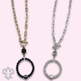 Pave rhinestone bead necklace, Austrian crystal