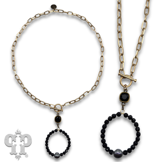 Pave rhinestone bead necklace, Austrian crystal