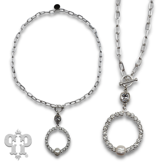Pave rhinestone bead necklace, Austrian crystal